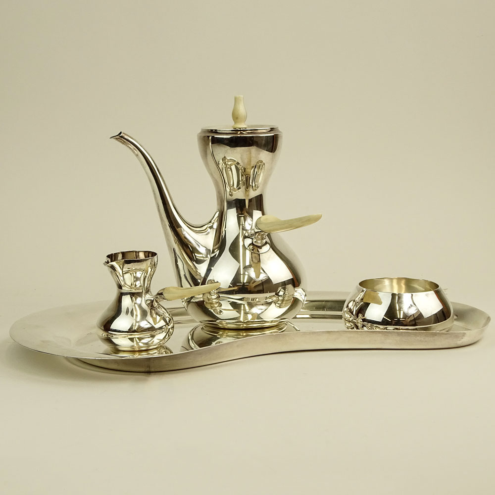 Mid Century Danish Modern Corh Sterling Silver Four (4) Piece Coffee Set