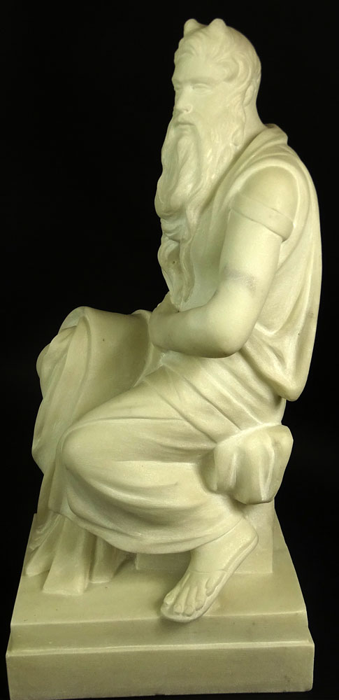 Mid 20th Century White Marble Sculpture "Michelangelo's Moses"