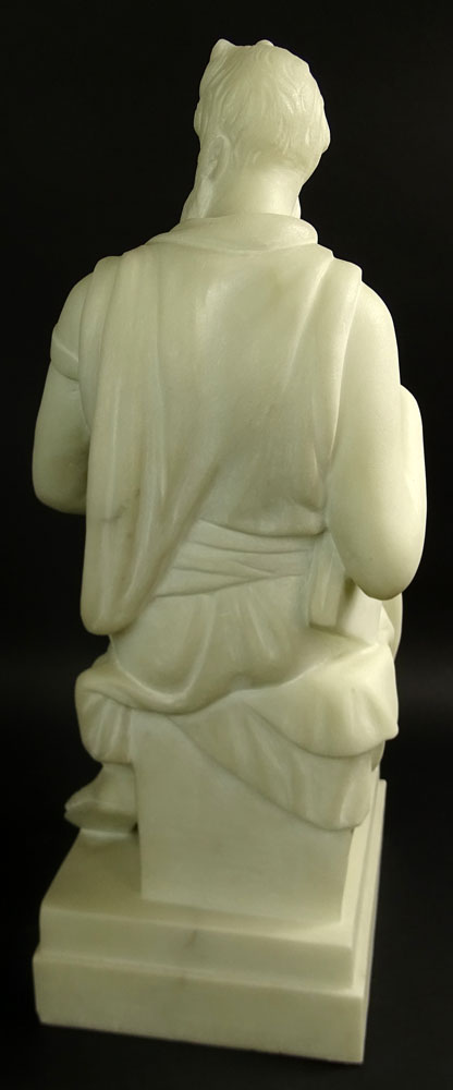 Mid 20th Century White Marble Sculpture "Michelangelo's Moses"