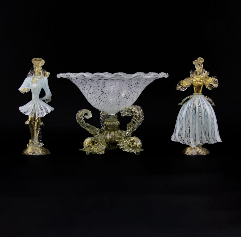 Collection of Three (3) Pieces Vintage Murano Glass
