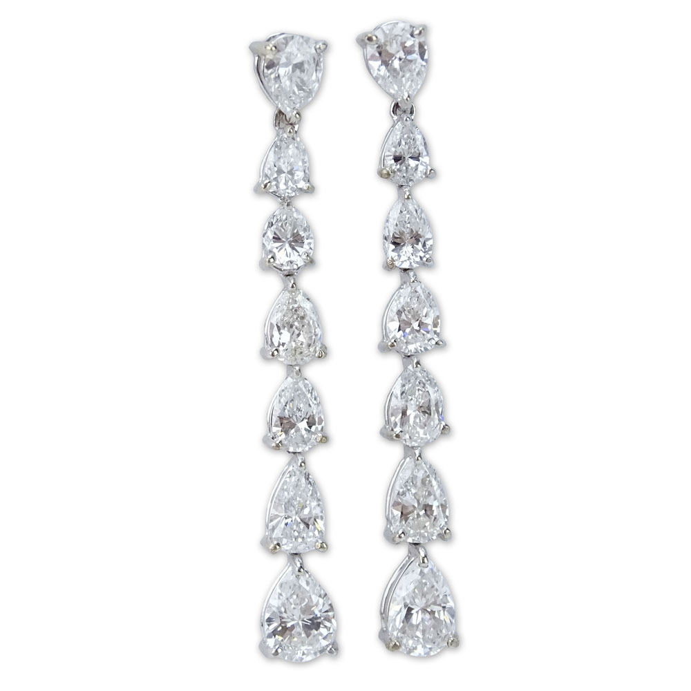 Beautiful Quality Approx. 8.0 Carat Pear Brilliant Cut Diamond and 18 Karat White Gold Earrings