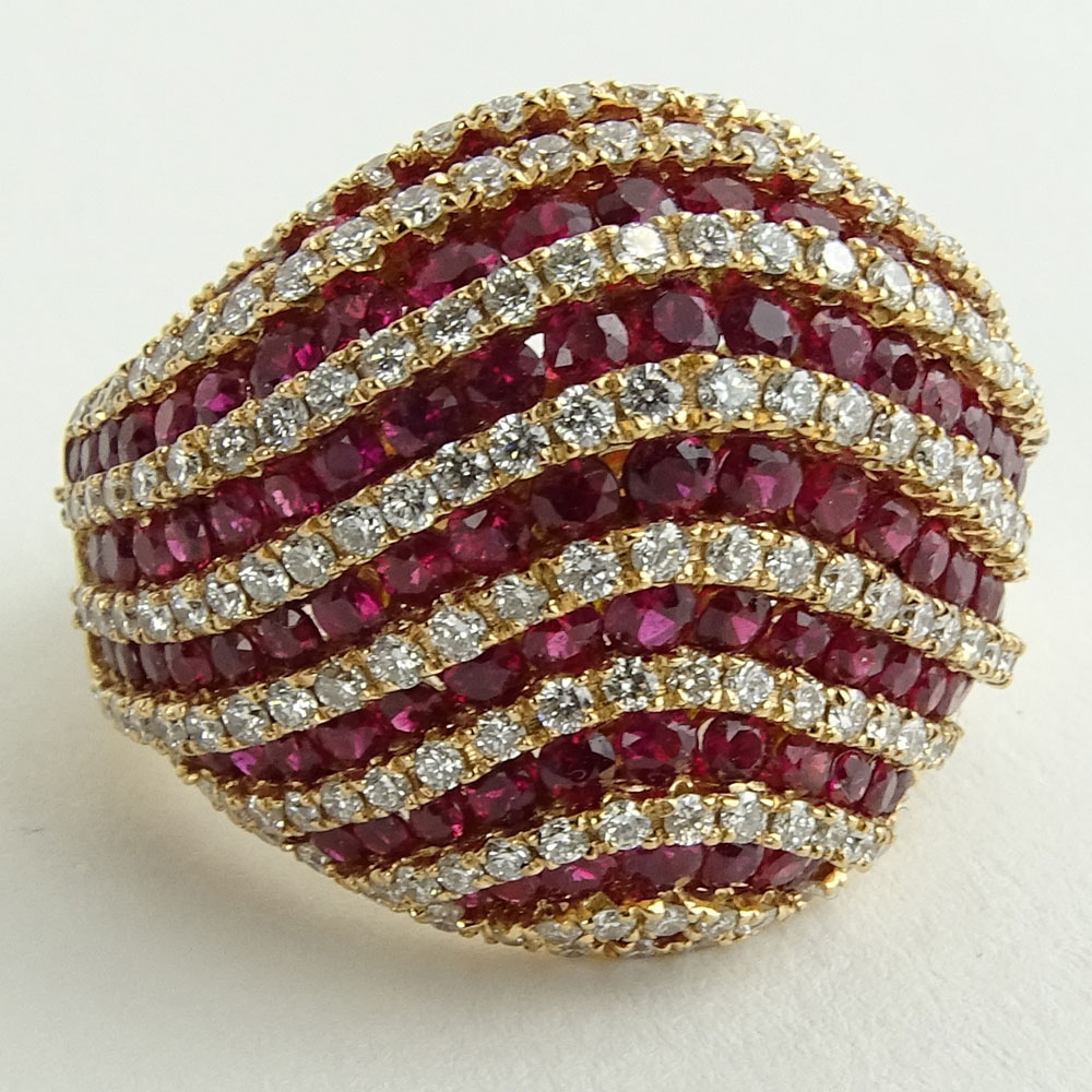 Lady's Salavetti 4.50 Carat Ruby, 1.75 Carat Diamond and 18 Karat Rose Gold Ring