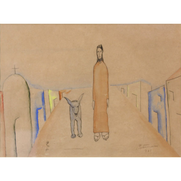 Candido Portinari, Brazilian (1903-1962) Watercolor and ink on paper, "God & Dog"