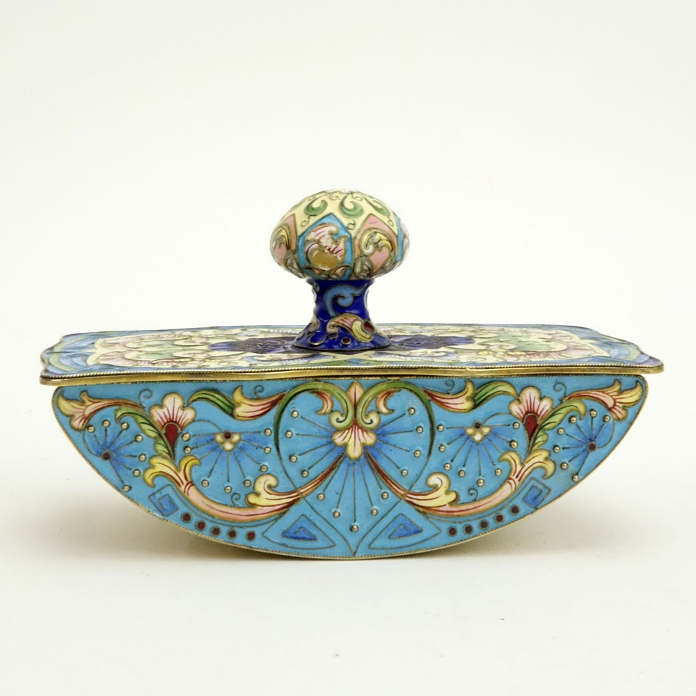 20th Century Russian 88 Silver and Cloisonne Enamel Blotter.