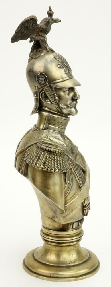 20th Century Russian Morozov 84 Silver Bust of Emperor Nicholas I after Friedrich August Theodor Dietrich, St. Petersburg, 1896. 