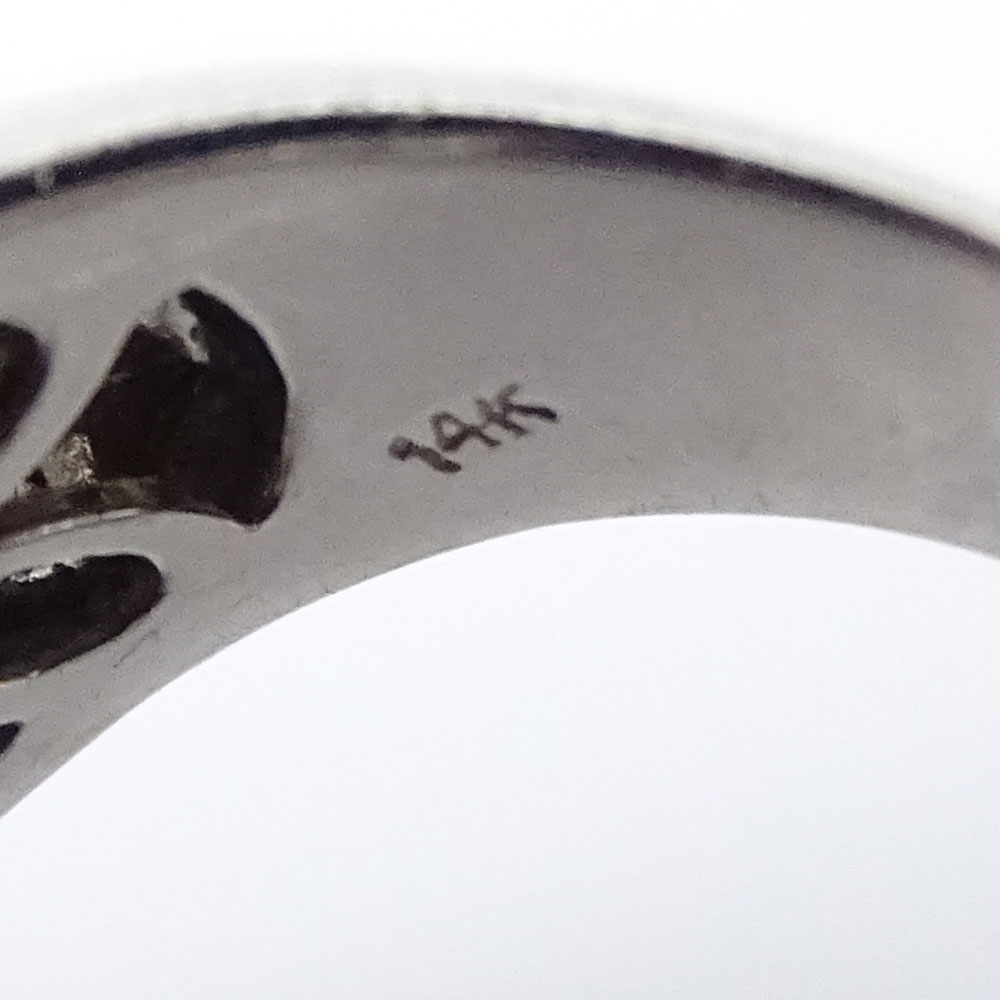 Approx. 12.0 Carat Rectangular Cut Amethyst, 3.0 Carat Micro Pave Set Round Brilliant Cut White and Black Diamond and 14 Karat White Gold Ring