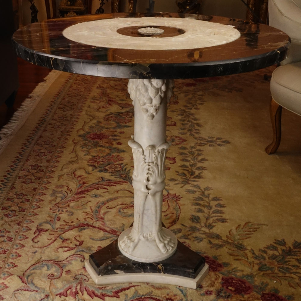 19th Century Italian Neoclassical style Carved Marble Pedestal Gueridon.