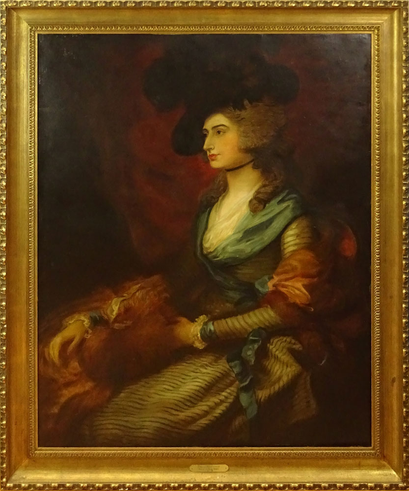 after: Thomas Gainsborough, British (1727-1788) Oil on Canvas, "Portrait Of Sara Siddons" 