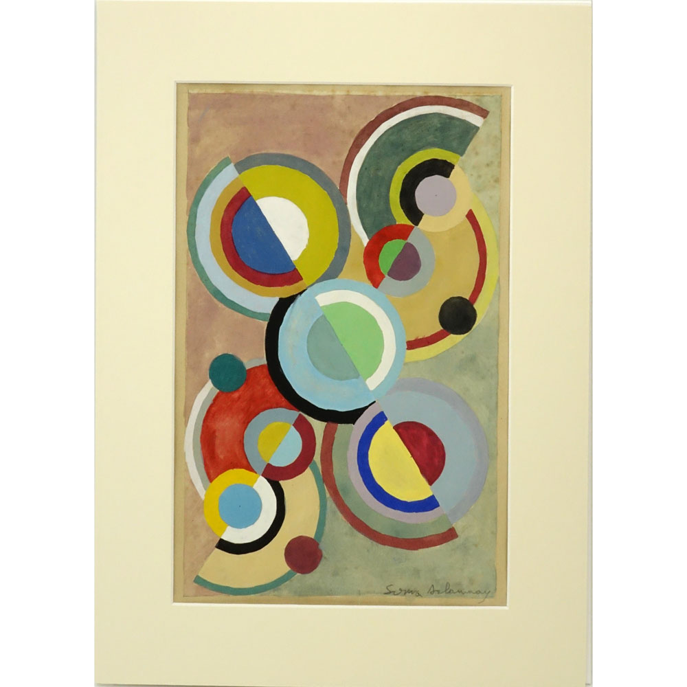Sonia Delaunay-Terk, Ukrainian (1885-1979) Pencil and gouache on paper "Composition"