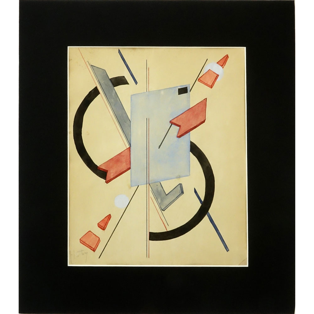 El Lissitzky, Russian (1890-1941) Watercolor on paper "Composition"