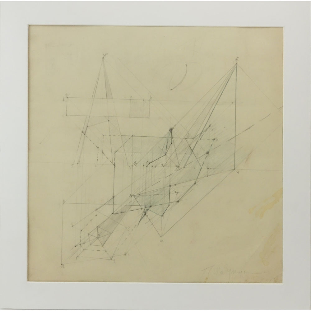 Konstantin Medunetsky, Russian (1899-1935) Pencil on paper "Constructivist Composition" 