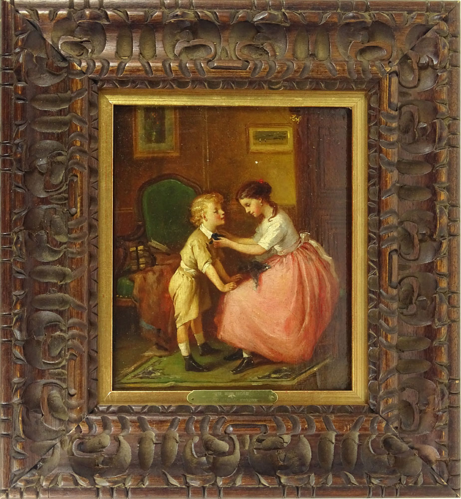Francois-Louis Lanfant de Met, French (1814-1892) Oil on Panel "The Good Sister". 