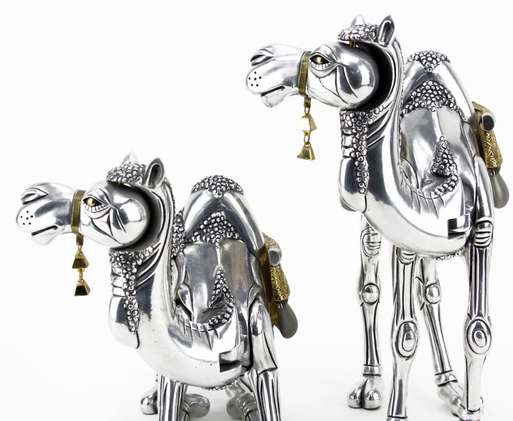 Two (2) Frank Meisler Sterling and Gold Plated Articulated Camels