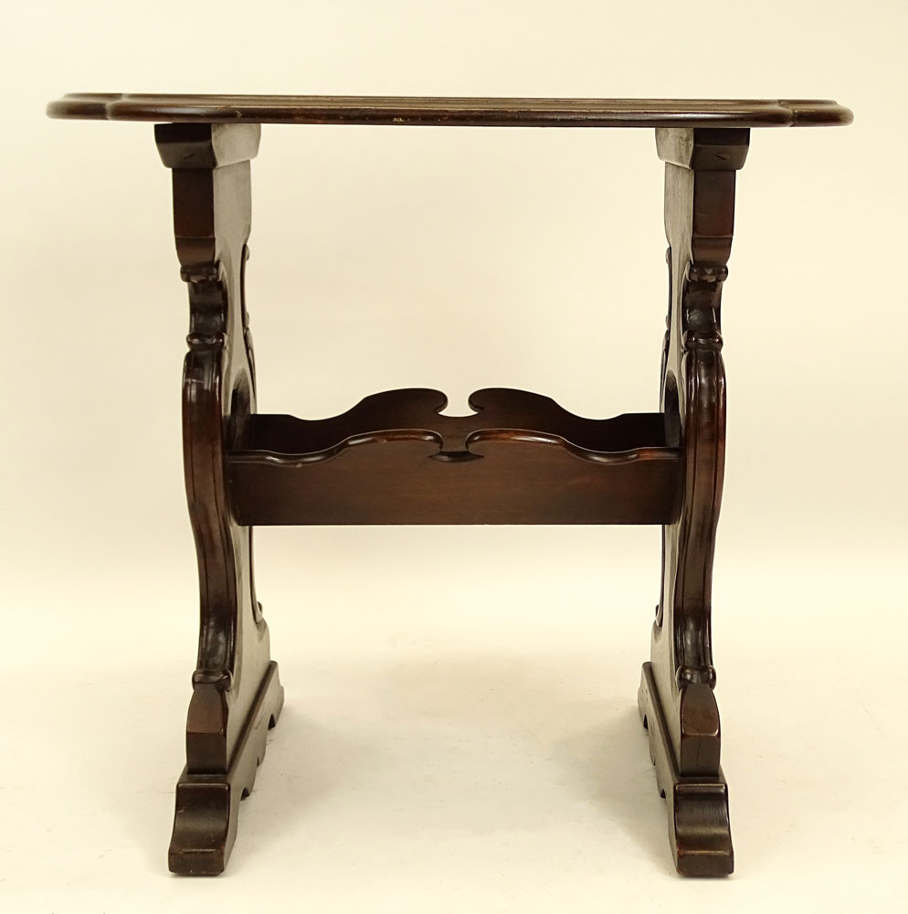 19th Century Italian Walnut Occasional Side Table with Book Holder Trestle