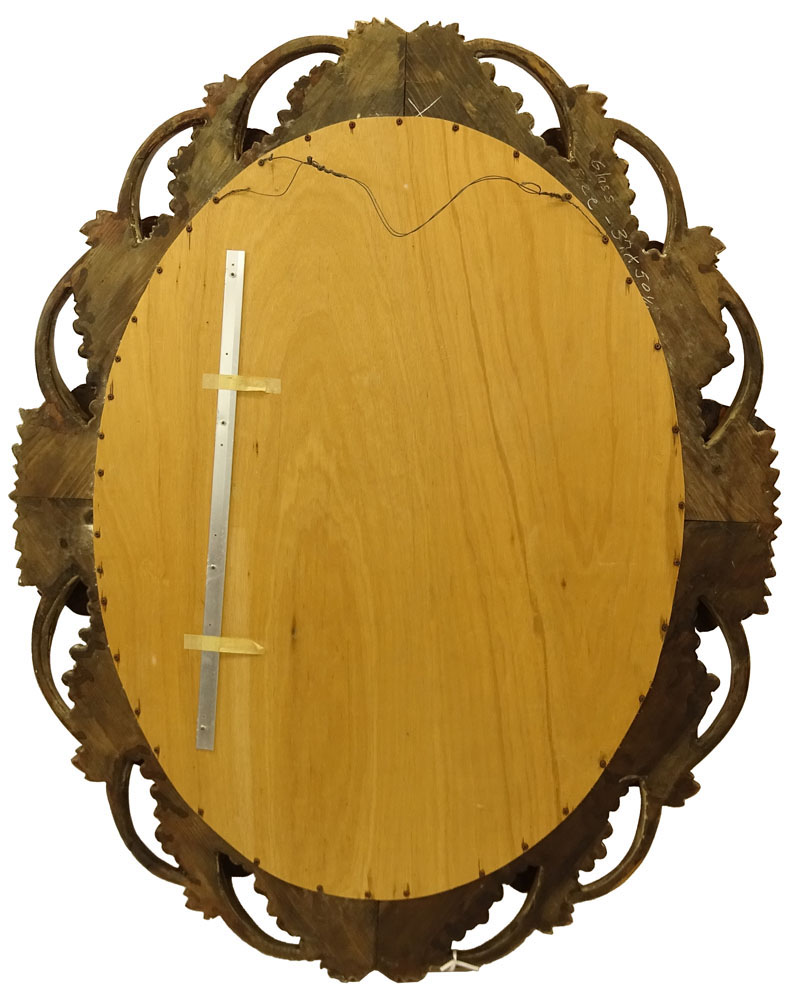 Large Early 20th Century Italian Carved and Parcel Gilt Mirror With Grape Motif