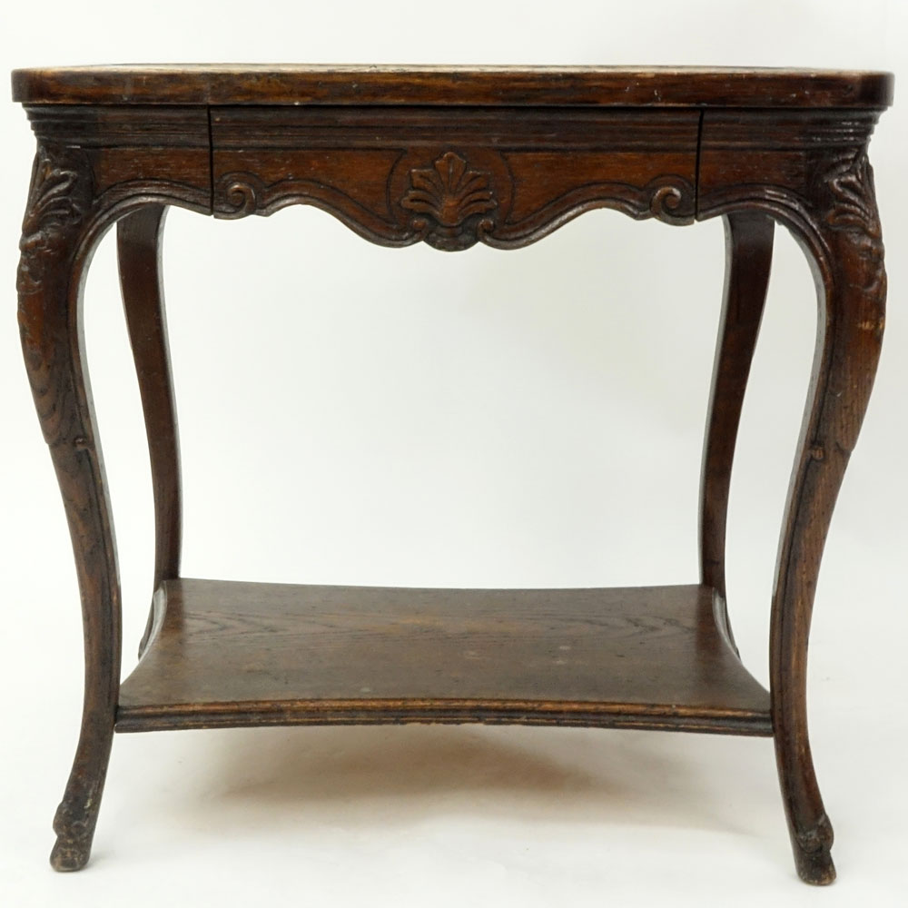 Vintage French Louis XV style carved Oak Occasional Table with Drawer