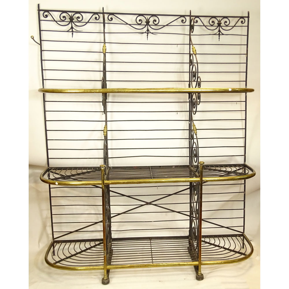 Large 19/20th Century French Iron and Brass Bakers Rack
