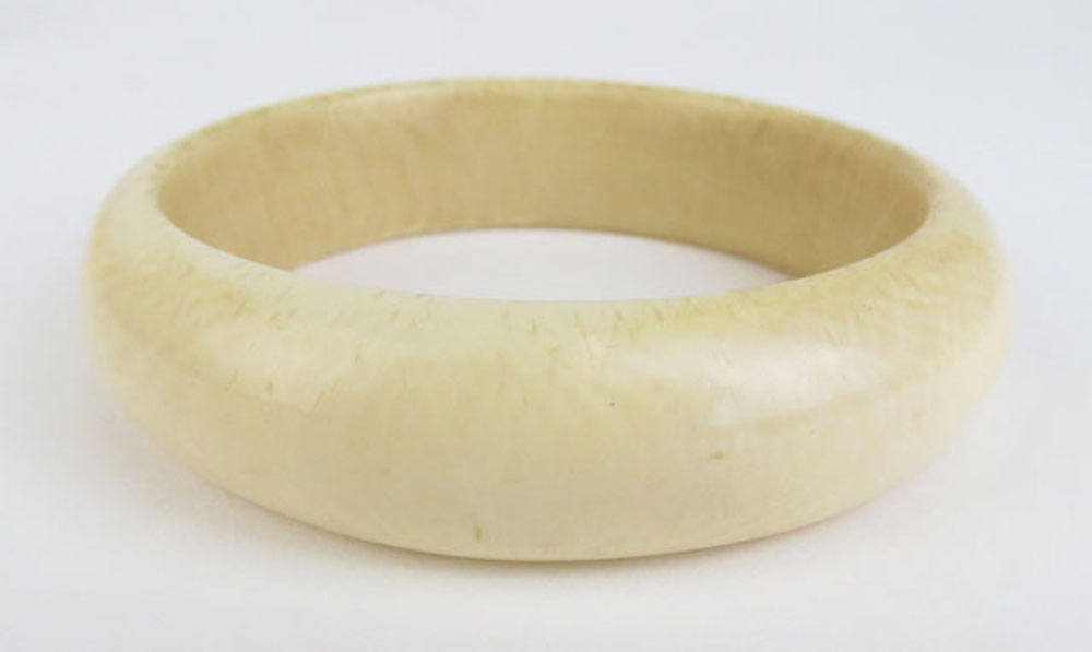 Three (3) Vintage Ivory Bangles, Two (2) Carved and One (1) with Inset with Silver Dots