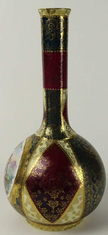 20th Century Royal Vienna type Porcelain Bottle Vase