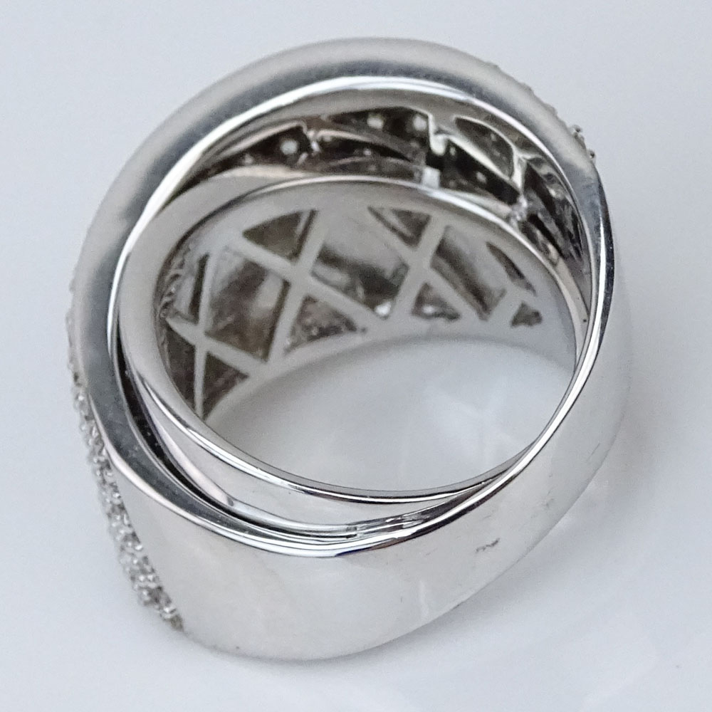 Modern Design Approx. 2.72 Carat Micro Pave Set Round Brilliant Cut Diamond and 18 Karat White Gold Ring.