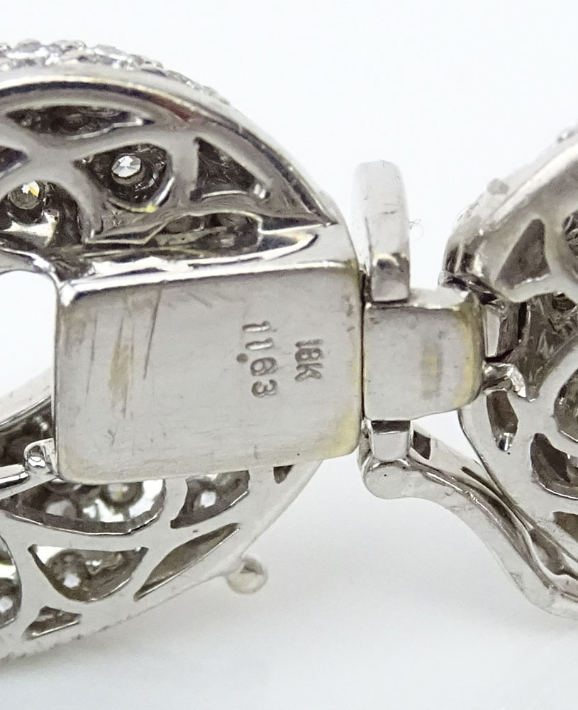 Stunning Modern Design Approx. 11.65 Carat 744 Micro Pave Set Round Brilliant Cut Diamond and 18 Karat White Gold Bracelet.