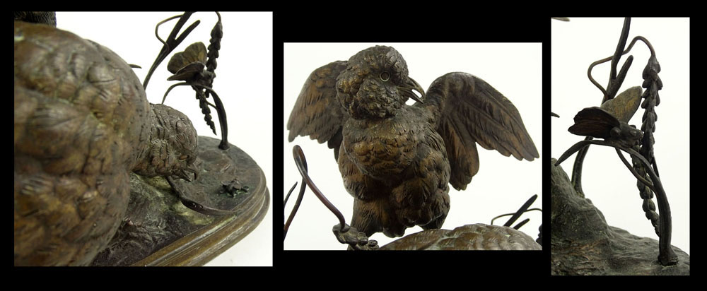 Well Done 19th Century Bronze Group "Two Birds" 