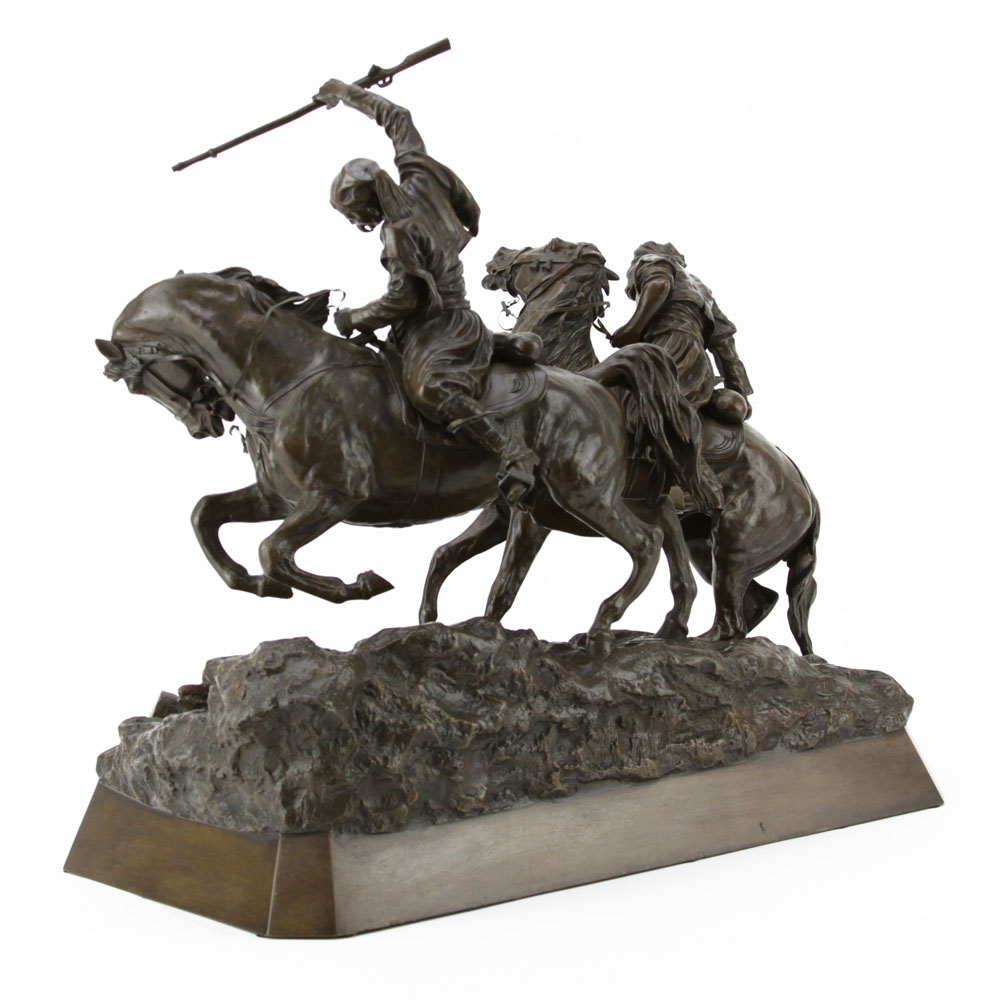 Vasili Yacovlevitch Grachev, Russian (1831-1905) Bronze group "Galloping Cherkessians" 