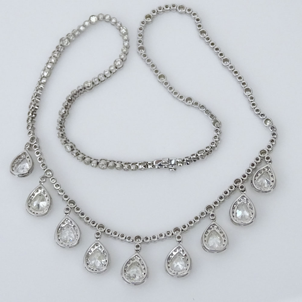 Approx. 11.73 Carat TW Diamond and 18 Karat White Gold Necklace