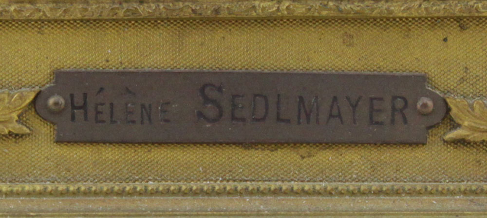 19th C Hand Painted Portrait Miniature of Helene Sedlmayr in Gilt Bronze Frame.