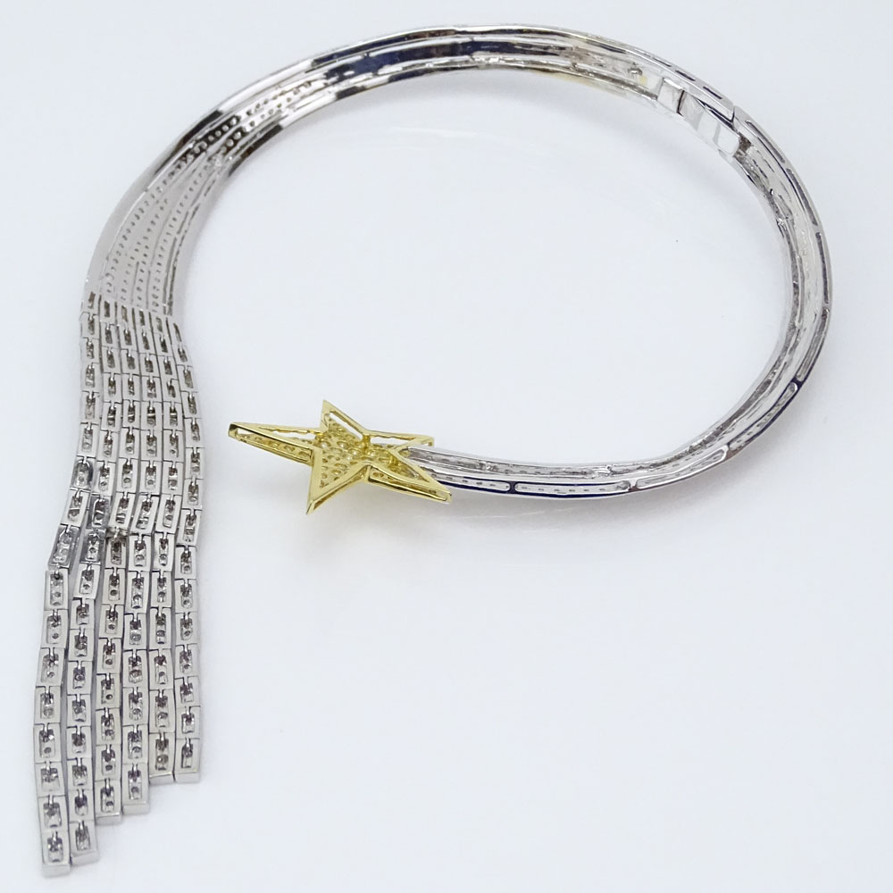 Modern Design 12.52 Carat Round Brilliant Cut Diamond and 18 Karat Gold Shooting Star Necklace
