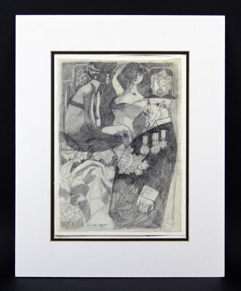 Rudolf Schlichter, German (1890-1955) Pencil On Paper "Satirical Illustration".