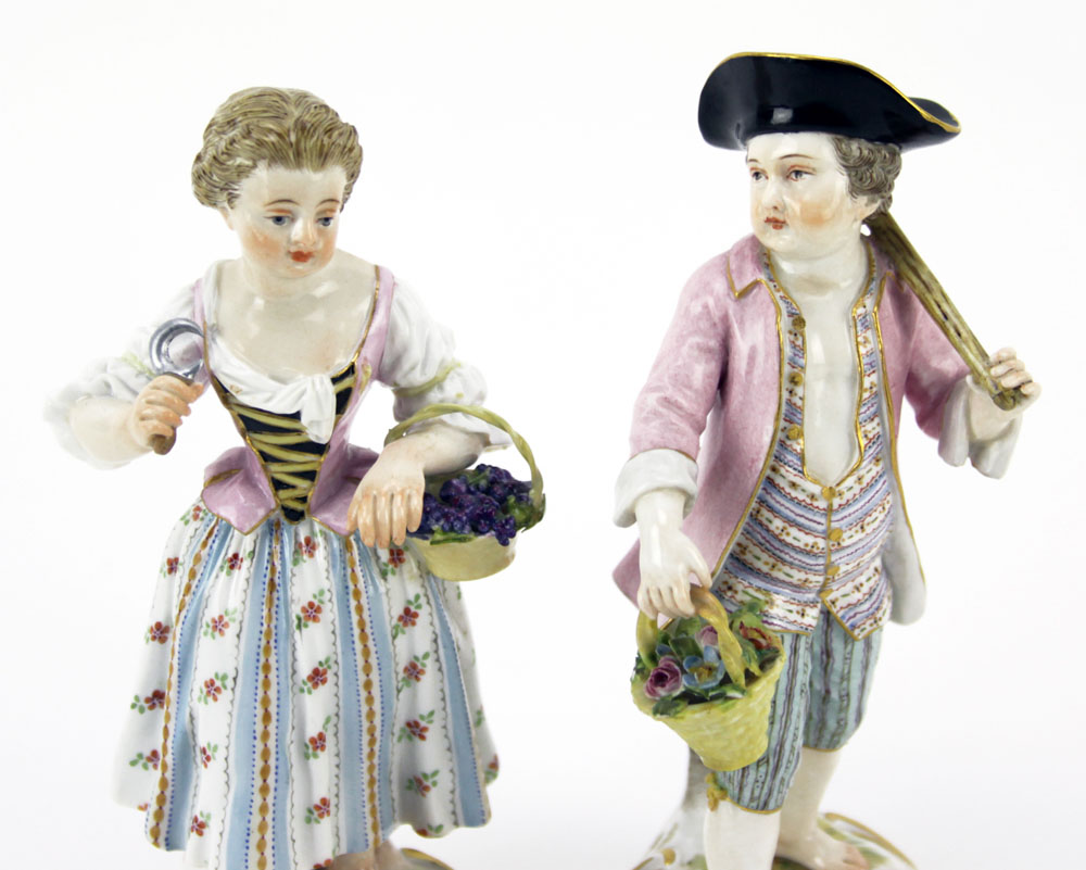 Lot of Three (3) 19th Century Meissen Hand Painted Porcelain Figurines.