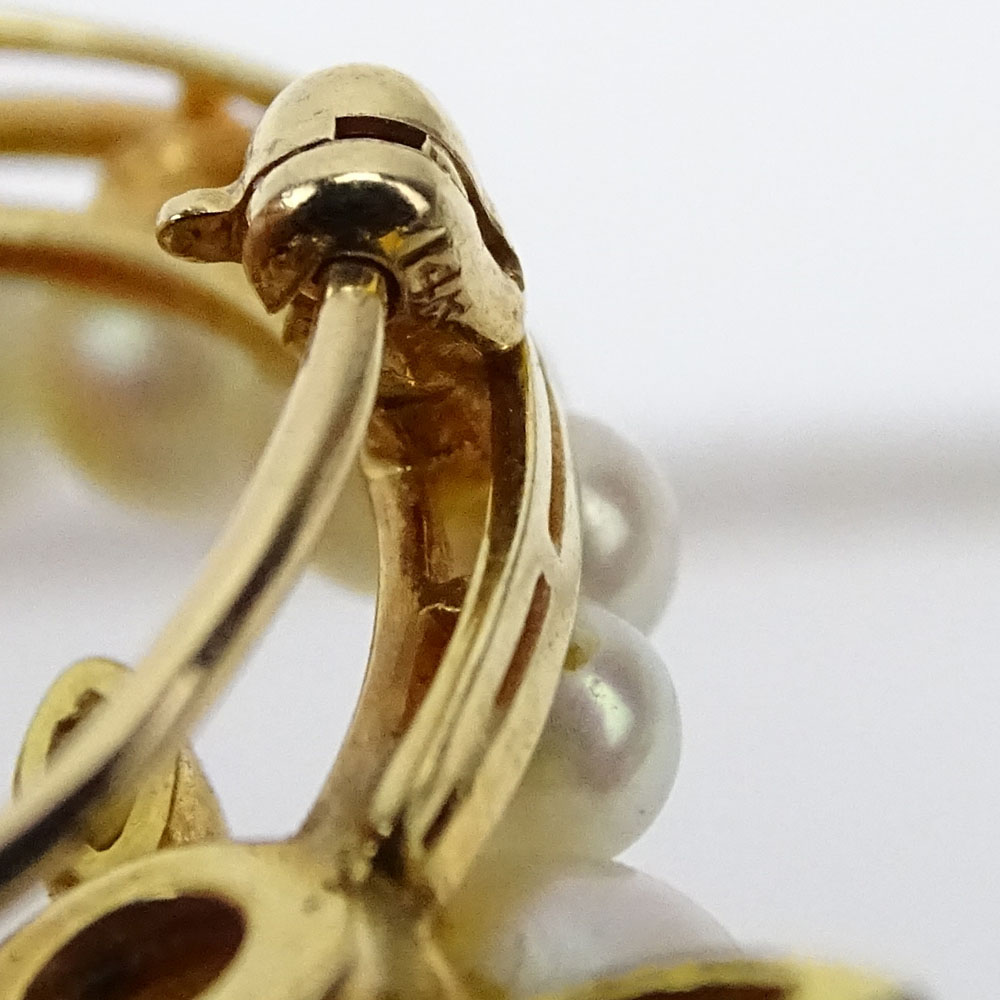 Vintage Pearl, Round Brilliant Cut Diamond and 14 Karat Yellow Gold Pendant/Brooch