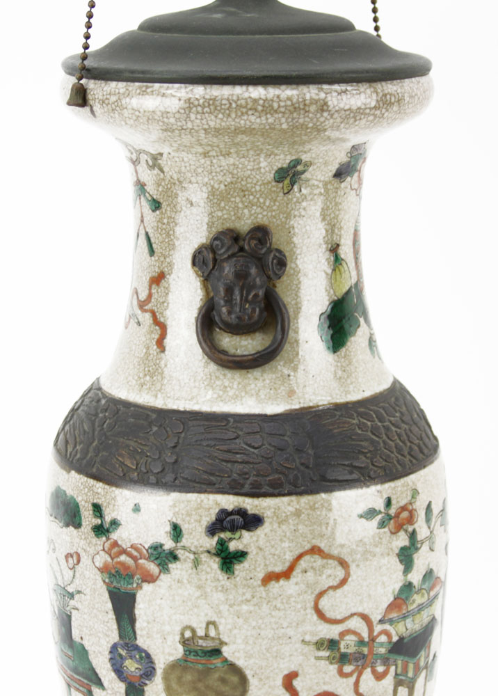 Antique Chinese Crackle Glaze Porcelain Vase As A Lamp