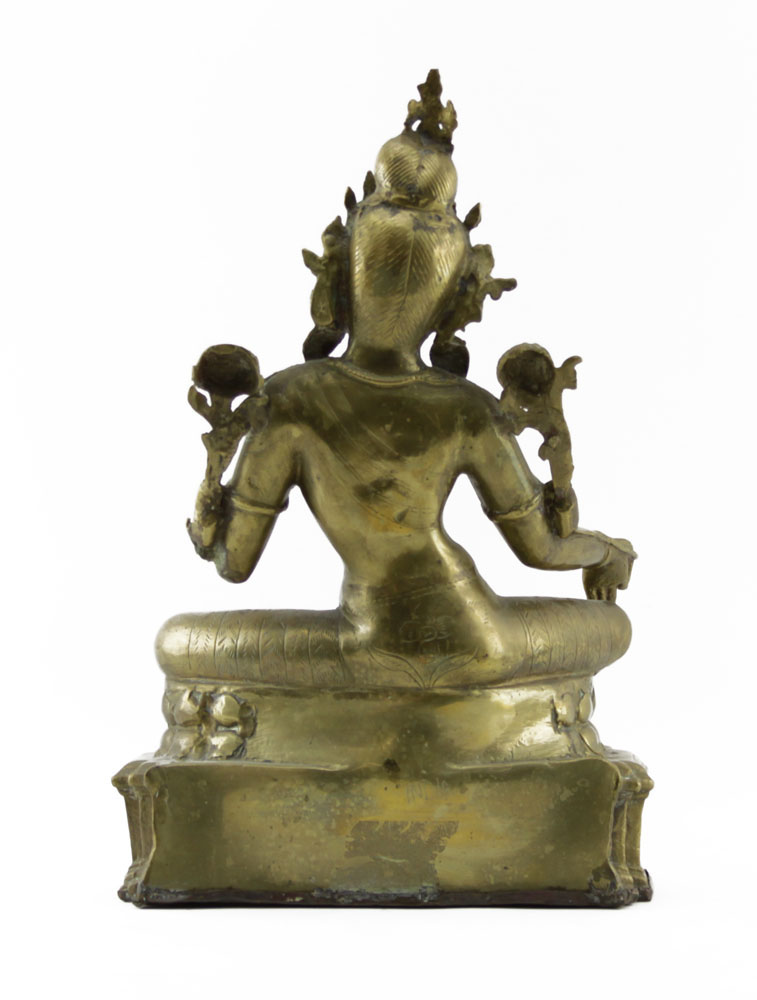 Large Vintage Brass Seated Hindu Goddess