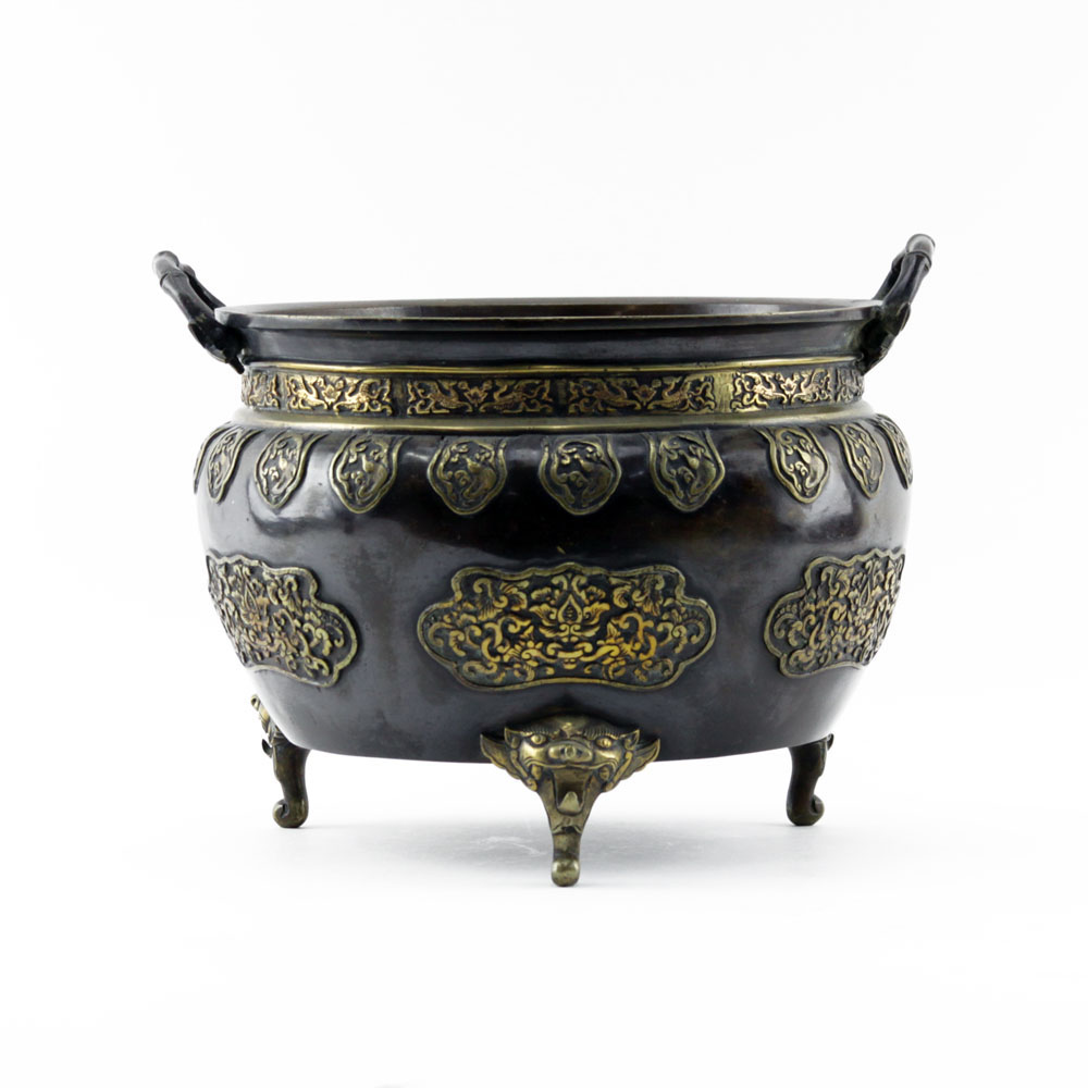 20th Century Asian Style  Bronze Handled Pot