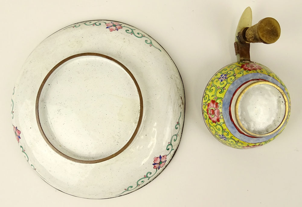 2 Piece Lot 20th C Chinese Enameled Table Wares