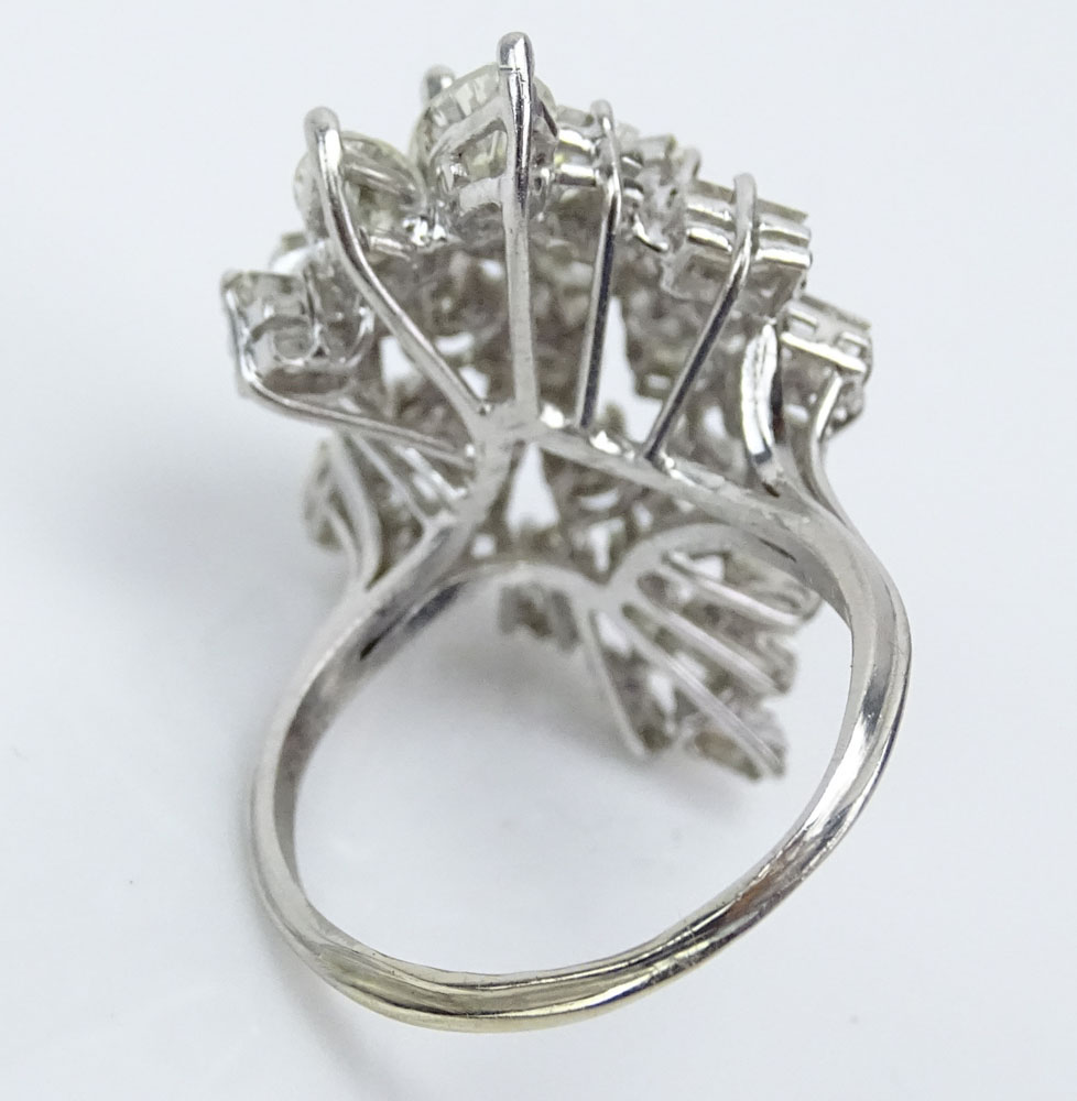 Retro 1950's Approx. 6.0 Carat Mixed Cut Diamond and Platinum Cluster Ring