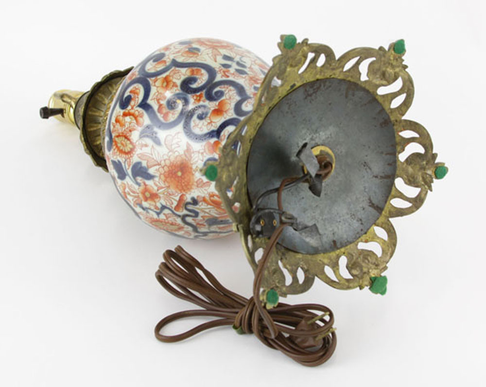 Antique Bronze Mounted Japanese Imari Porcelain Covered Jar As Lamp