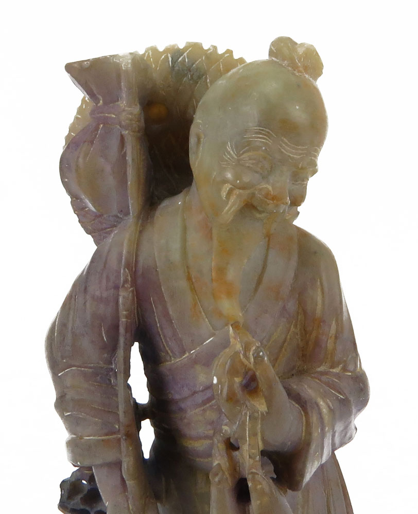 Antique Chinese Carved Soapstone Figure "Fisherman"