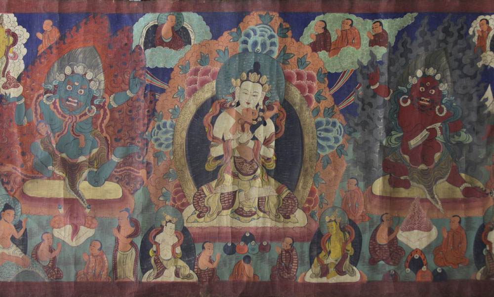 Large 18/19th Century Tibetan Buddhist Hand Painted Thangka.