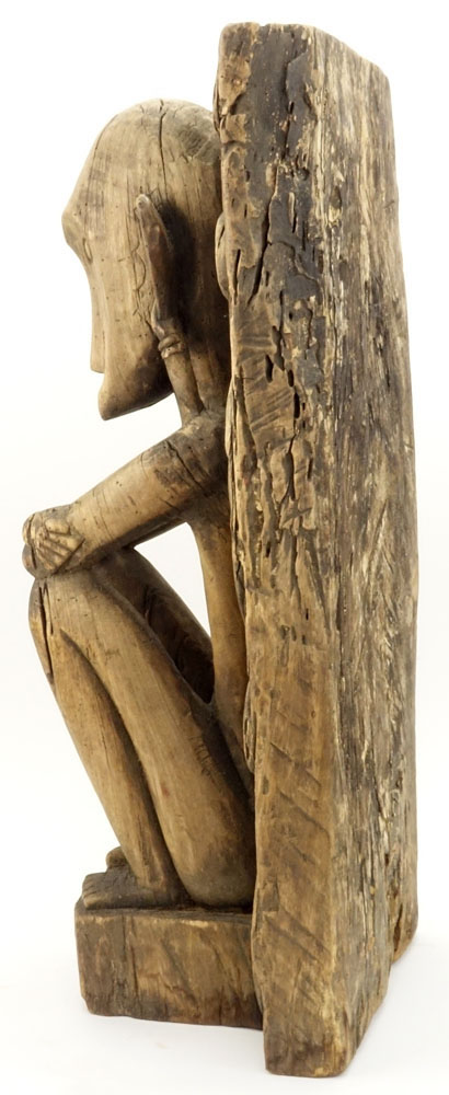19th Century or Earlier Indonesian Nias or Leti Carved Wood Ancestor Seated Figure