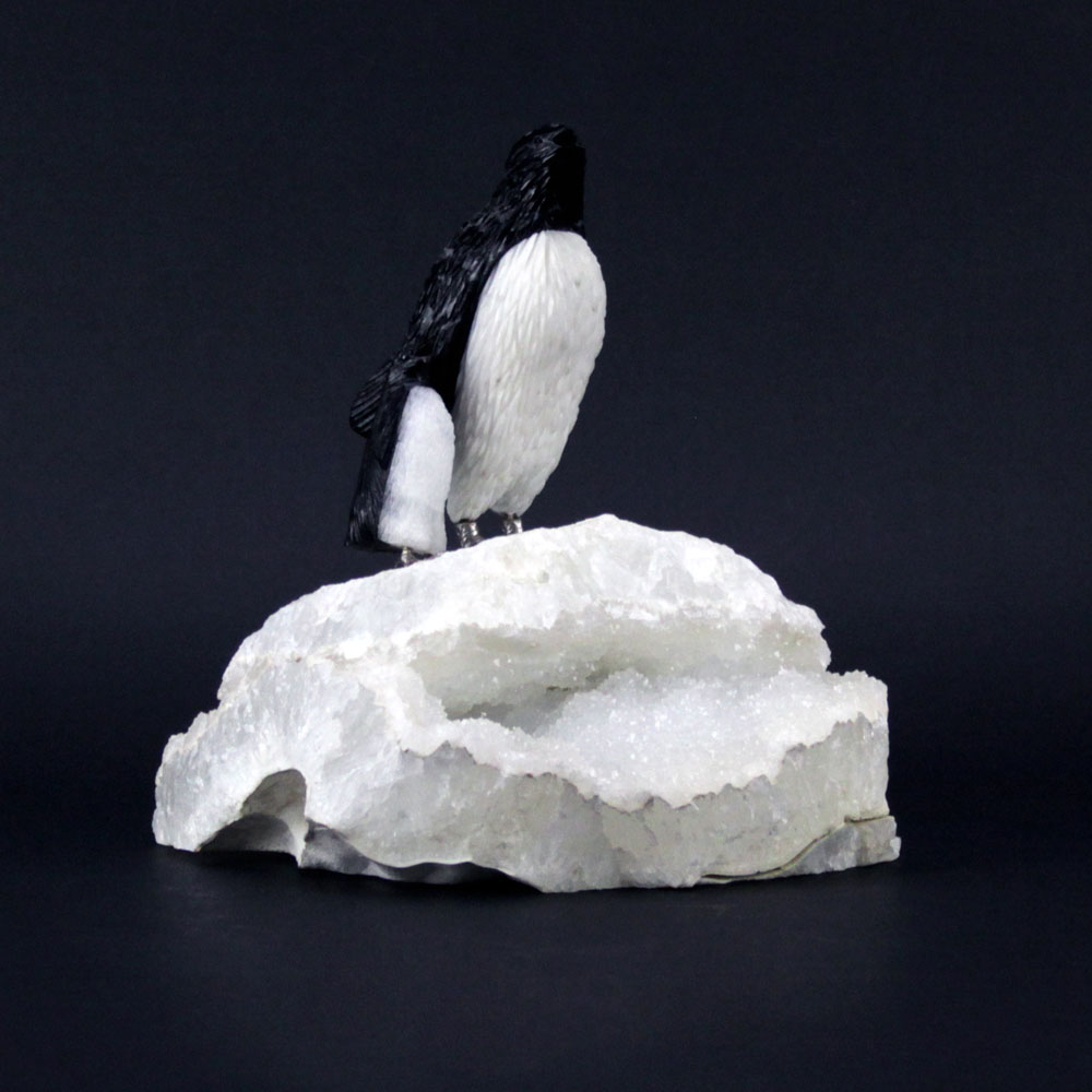 Attributed to Peter Mueller, Rock Crystal Specimen and Penguin Grouping