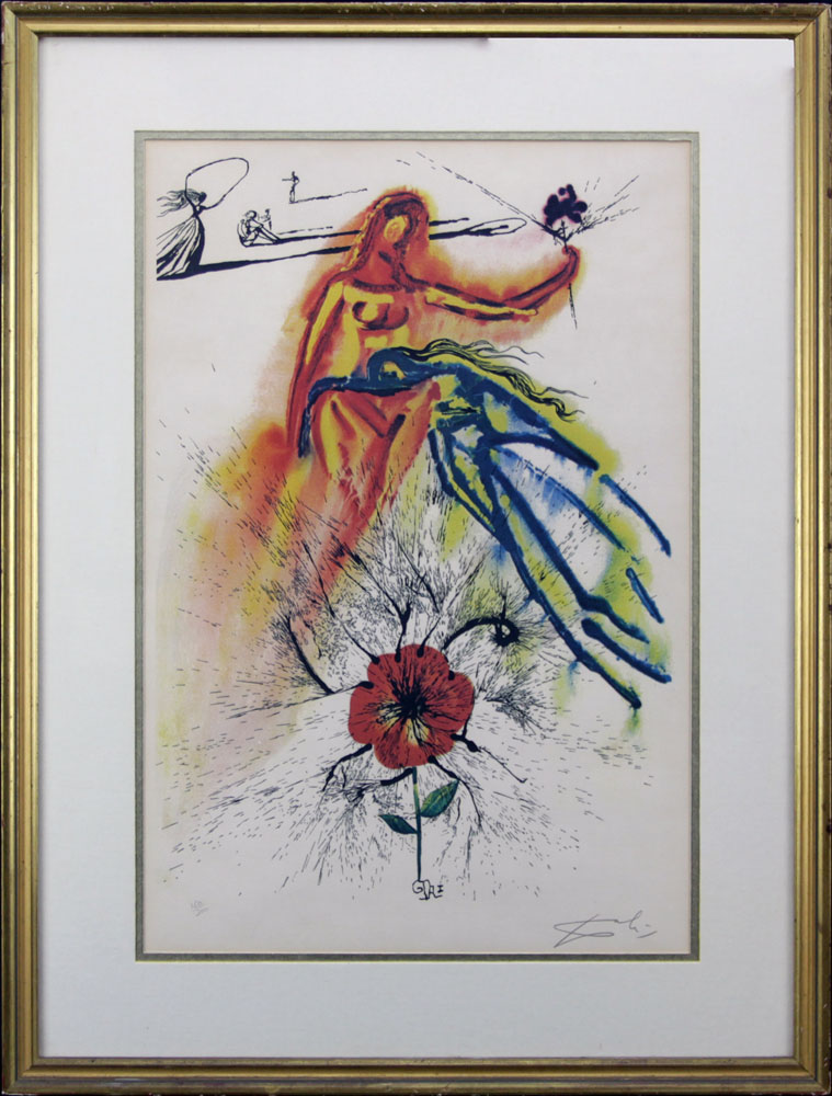 Salvador Dalí, Spanish (1904-1989) Color etching "Alice in Wonderland Alice's Evidence" 