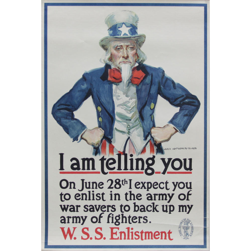 James Montgomery Flagg, American (1877-1960) Original World War I "I am Telling You" 