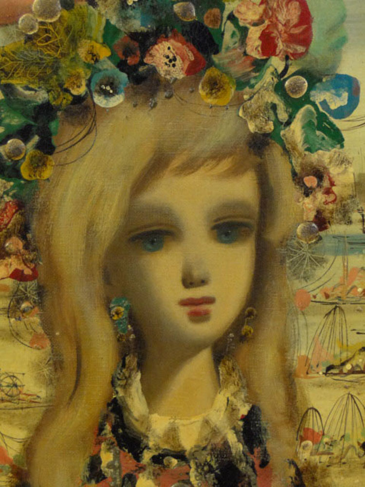 Jean Calogero Italian  (1922-2001) Oil on Canvas "Portrait of a Young Girl" 