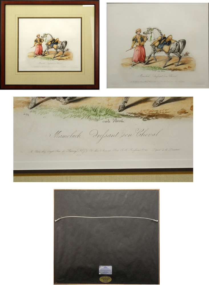 Set of Three (3) Decorative Modern Color Engravings "Arabian Horses and Riders".