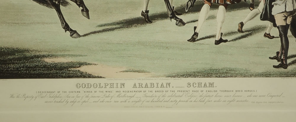 Pair Large Color Prints "Godolphin Arabian. Scham" and "Darly Arabian. Roxana"