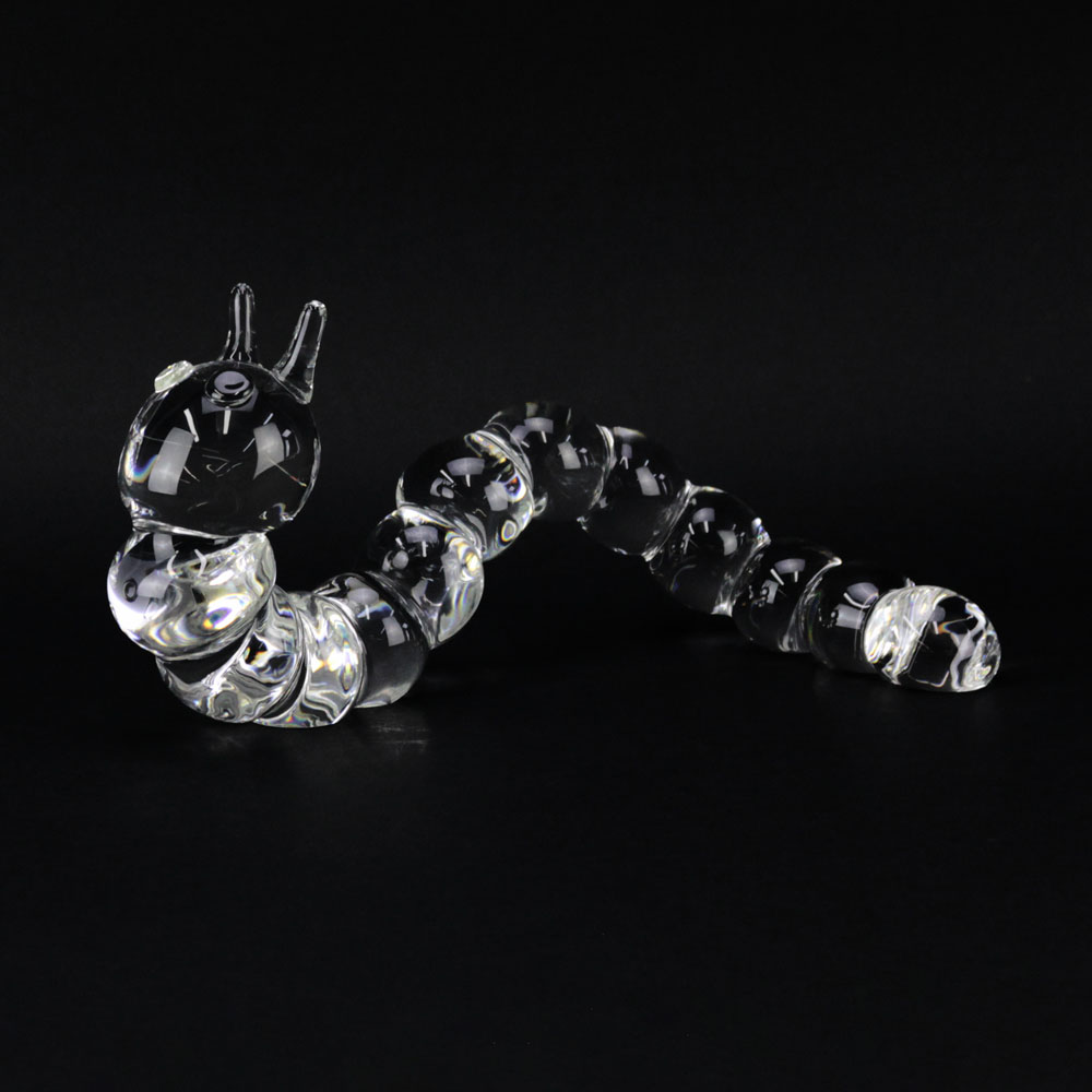 Circa 1970 Steuben Glass Ornamental Caterpillar Figurine Designed by Peter Yenawine