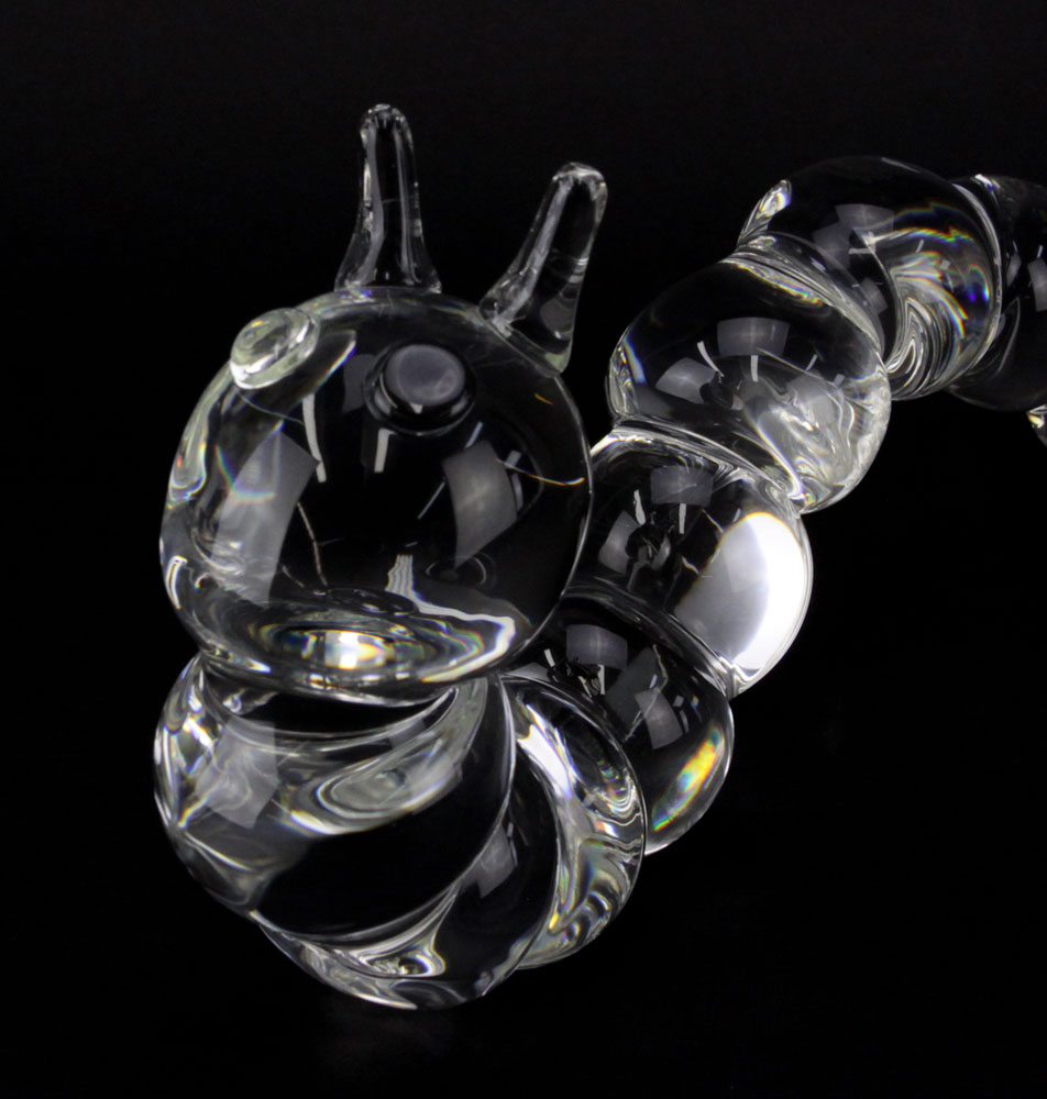 Circa 1970 Steuben Glass Ornamental Caterpillar Figurine Designed by Peter Yenawine